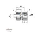 Flare Adapter Union JIC 37°, assembled with nut and set
